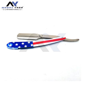 Barber Razors Premium Stainless Steel Blade Flag Paper-Coated Handle Straight Edge Manual Shaver <b>Men</b> Salon Barber Razors Oem Odm - Product Image 3