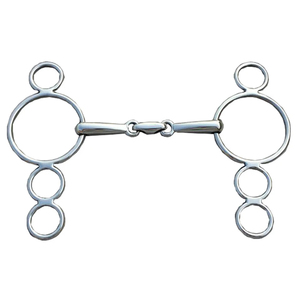 บิตสำหรับขี่ม้าแบบ Cheek Snaffle ทำความสะอาดง่าย ทนทานต่อการเกิดสนิม สีเงิน เรียบและกลม อุปกรณ์สำหรับขี่ม้า - Product Image 1