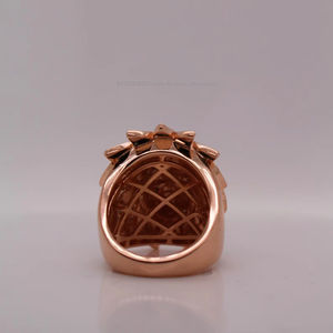 Anillo de Plata de Ley 925 Chapado en Oro Rosa con Diseño de Jefe Indígena, Estilo Hip Hop, con Circonitas y Moissanita, para Él o Ella, Unisex, con Forma de Rostro, para Regalo - Product Image 2