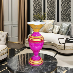 Handmade Shiny Polished Metal Flower <b>Vase</b> Decorative Handcrafted Metal Flower Pots for Party Wedding Event Decoration - Product Image 2