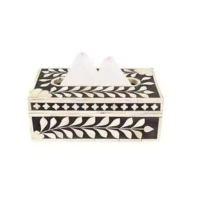 Elegante Dispensador de Servilletas de Mesa Negro con Incrustaciones Blancas de Nácar, Decoración para el Hogar, Comedor, Oficina, Juego de Regalo - Product Image 4