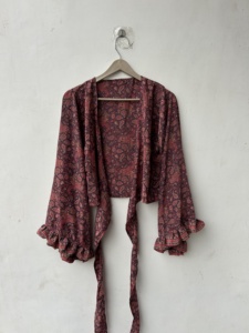 Women <b>Silk</b> <b>Top</b> Vintage Style Retro Bell Sleeve Women <b>Crop</b> <b>Top</b> Vacation Wear Tank <b>Top</b> - Product Image 3