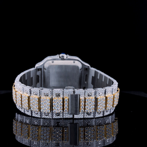 Montre automatique mécanique de luxe pour homme, édition limitée, avec chiffres romains bicolores dorés, sertie de moissanite, style hip-hop moderne - Product Image 4