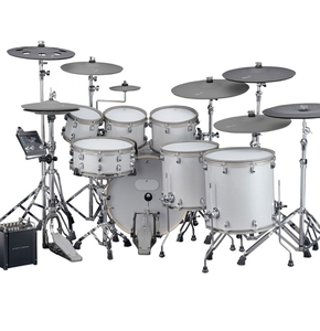 Meilleur kit de batterie électronique 2026, 8 pièces, blanc, avec cymbales et pédales, kit complet - Product Image 1