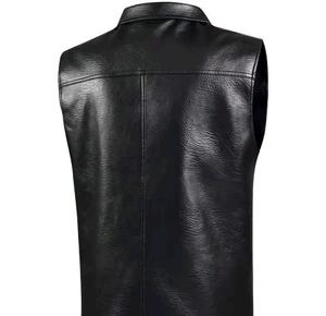 Chaleco de piel de oveja de alta calidad con chaleco de cuero vacuno a prueba de viento con marca registrada - Product Image 2
