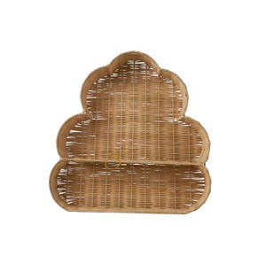 Étagère murale en rotin à niveaux pour chambre d'enfant, bibliothèque flottante décorative en osier, organisateur de rangement pour chambre de bébé - Product Image 1