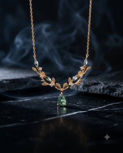 Collier pendentif feuille en argent 925 avec agate mousse, chaîne à maillons en diamant marquise et pierre précieuse agate mousse pour femme - Product Image 3
