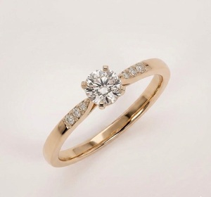 Bague en or massif 14 carats avec diamant de laboratoire véritable 0,29 carat, taille ronde, couleur E, pureté VS1, petite alliance de fiançailles, solitaire en or délicat, certifiée IGI - Product Image 1