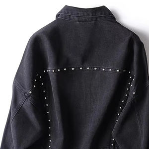 High Quality Embroidery New Fashion Style Trend OEM Manufacturer Custom High Street Rhinestone Denim <b>Worker</b> <b>Jacket</b> - Product Image 3