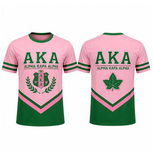 T-shirt à manches courtes pour homme, col rond, décontracté, imprimé par sublimation, motif lettres, style grec, en tissu de marque AKA Rose Vert - Product Image 1