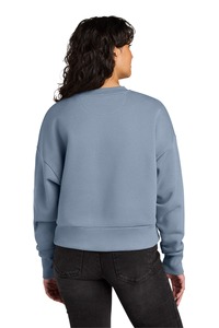 Sweat-shirt court personnalisé pour femme avec logo, bleu délavé uni, col rond, coupe ample, streetwear de haute qualité, vente en gros - Product Image 2