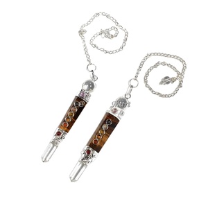 Rose Quartz Seven Chakra 3pcs Pendulums Natural 7 Chakra Reiki Healing <b>Crystal</b> Dowsing Point Stylish Feng Shui Witch Supplies - Product Image 3