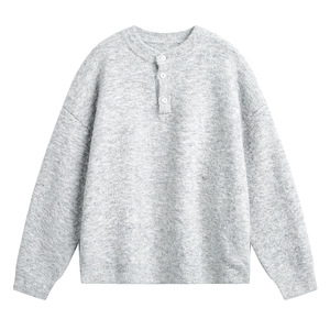 Pull en maille confortable pour homme, style vintage, mélange de laine mérinos, cardigan Henley, anti-plis, respirant, pour l'automne - Product Image 4