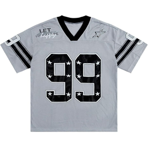Custom Printed Mesh Football Jersey V Neck Short Sleeve Black White 99 Number Team Numbers Unisex Adults Breathable Summer - Product Image 3