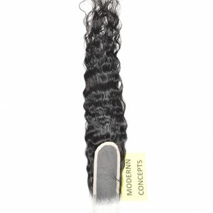 100% vierge cuticule alignée Double trame Machine 2*6 fermeture vague bouclée couleur noire Temple indien Extensions de cheveux humains pas cher - Product Image 2