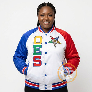 Chaqueta universitaria bordada de satén Eastern Star OES transpirable de secado rápido para mujer con botones cubiertos, 100% poliéster seda - Product Image 4