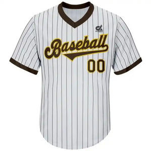 Camiseta de Béisbol Negra con Rayas Blancas, Cuello en V, Nombre y Número Personalizados, Estilo Profesional, Uniforme de Equipo, Venta al Por Mayor - Product Image 3