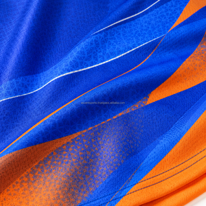 Ensemble de maillot de basket-ball sublimé bleu et orange pour hommes, col en V, sans manches, respirant, en mesh, uniforme sportif toutes saisons - Product Image 4