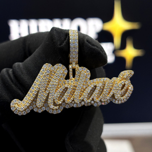 <b>Custom</b> Cursive <b>Name</b> Pendant 925 Sterling Silver VVS Moissanite Diamond Personalized Script <b>Necklace</b> Hip Hop Jewelry OEM - Product Image 5