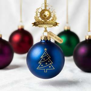 Boule de Noël vert foncé mat avec imprimé sapin et paillettes dorées, ornement suspendu, décorations de Noël en gros - Product Image 4