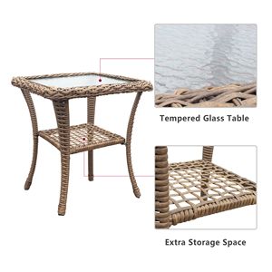 Set di 3 Sedie a Dondolo in Vimini per Esterni, Colore Kaki, con Cuscini Impermeabili per Uso in Giardino - Product Image 4