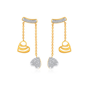 Luxury 18K Gold Plated Double Heart Long Chain Drop <b>Earrings</b> for Women Micro Pave Lab Grown <b>Diamond</b> <b>Dangle</b> Fashion Jewelry - Product Image 1