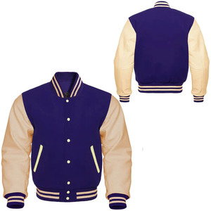 แจ็คเก็ตเบสบอลแขนยาวแบบกำหนดเองขายส่ง ดีไซน์ล่าสุด แจ็คเก็ต Letterman แบบเรียบสำหรับผู้ชาย - Product Image 5