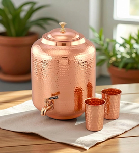 Distributeur d'eau en cuivre pur artisanal de qualité supérieure avec robinet en laiton |   Pot en cuivre de luxe à finition martelée pour la maison et l'hôtel - Product Image 5
