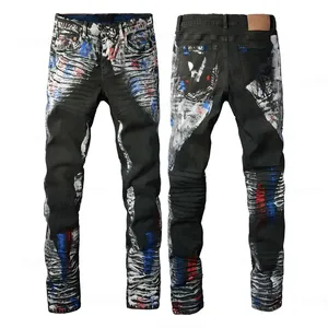 Casual Men's Ripped Stretch <b>Denim</b> Trousers Streetwear - Product Image 3