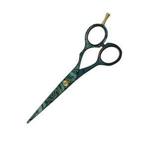 Green <b>Engraved</b> Pattern Hairdressing Scissors Adjustable Tension J2 Stainless Steel Professional Salon Shears 5.5" Barber Scissor - Product Image 6