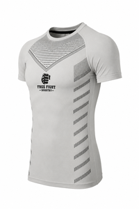 Haut de sport pour homme à manches courtes, gris clair, imprimé par sublimation, séchage rapide, en polyester - Product Image 3