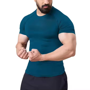Manufacturer Shortsleeves Gym Wear Compression T-shirt Pullover Style Solid Stretchable OEM Service Activewear T-Shirt for <b>men</b> - Product Image 2