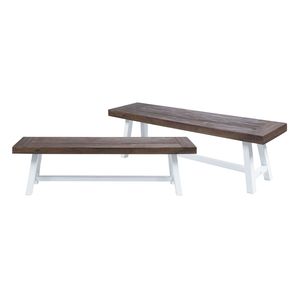 Set di 2 panche da giardino Carlisle per esterni, color marrone scuro sabbiato e bianco - Product Image 2