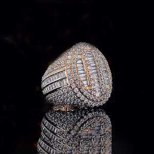 Baguette and Round Cut Moissanite Diamond Iced Out Style Mens Engagement <b>Ring</b> 925 Sterling <b>Silver</b> Hip Hop Gift <b>Statement</b> Jewelry - Product Image 2