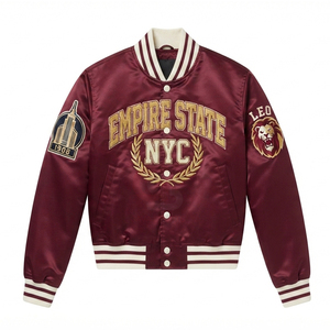 Custom <b>Men</b> or Women's College street <b>jacket</b> Embroidered Satin Baseball fashion <b>Jacket</b> Reversible <b>Bomber</b> High Quality Wholesale - Product Image 4