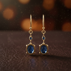 4.5 Inch Blue Hydro Round Stone <b>Earrings</b> 925 Sterling <b>Silver</b> 18K Gold Plated <b>Long</b> Dangle <b>Earrings</b> Lightweight Designer Jewelry - Product Image 3