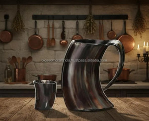 Mug en corne fait main, texture naturelle, durable, résistant, écologique, produit décoratif, cadeau - Product Image 5