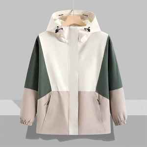 SUMROOS Men's Lightweight Waterproof Zippered Hooded Bomber Jacket with Heart Pattern Fall Streetwear <b>Windbreaker</b> - Product Image 2