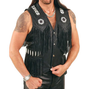 Men Western Fringe Vest <b>Suede</b> Leather Sleeveless <b>Jacket</b> Cowboy Tassel <b>Biker</b> Festival Rodeo Wear Wear Premium OEM Apparel - Product Image 3