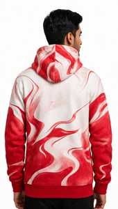 Sudadera con Capucha para Hombre, Diseño de Llamas Rojas y Blancas, Sublimación, Estilo Pullover - Product Image 5
