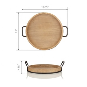 Bandeja Redonda Antigua para Servir, Bandeja de Madera de Acacia y Mango, Producto de Supermercado, para Hogar, Hotel y Restaurante - Product Image 6
