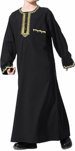 High Quality Elegant Oversized Kid Black Color <b>Thobes</b> Dress Pocket Robes Wear Kids Boys Breathable <b>Thobes</b> with OEM Services - Product Image 2