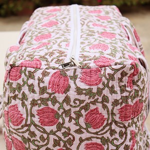 Floral Cotton Duffel <b>Bag</b> Large Capacity Zipper Closure Travel Weekender Duffel <b>Bag</b> - Product Image 6