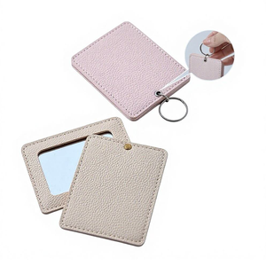 Porte-clés mini en PU tendance, miroir de maquillage pliable double face finition argentée, design créatif et personnalisé - Product Image 5