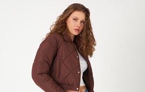 <b>Women</b> Quilted Bomber <b>Jacket</b> Warm Full Zip Outerwear Ribbed Collar Long Sleeve Casual Fashion <b>Jacket</b> Soft Lining <b>Lightweight</b> - Product Image 2