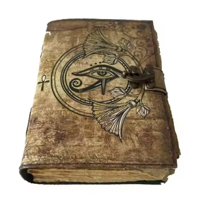 Diario de Tapa Dura Clásico de Cuero Genuino Hecho a Mano para Lectura y Brujería, Libro Vintage con Estampado de Grimoire del Tercer Ojo y Papel con Borde Desflecado - Product Image 5