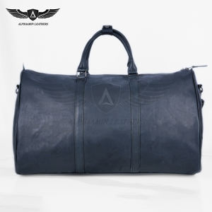 Sac de sport de luxe en cuir véritable pour homme avec fermeture éclair, durable, pour week-end et nuitée - Product Image 4