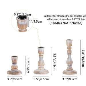 Juego de 3 Portavelas de Madera, Diseño Cilíndrico de Estilo Vintage para Decoración del Hogar - Product Image 2