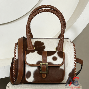 New Arrival Hair On Cowhide Leather Duffel Speedy Bags Genuine Leather <b>Handbags</b> for Women's Crossbody Travel Weekender Bags - Product Image 1