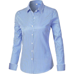 Blusas de Vestir Formales a Rayas de Manga Larga con Botones, Súper Suaves y Sin Arrugas, para Mujer - Product Image 3